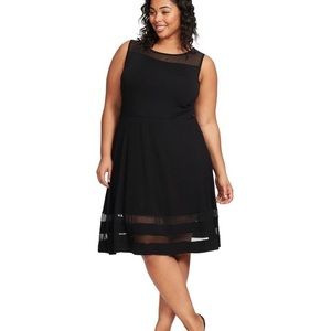 Loveappella Black Fit and Flare w/ Mesh Stripes